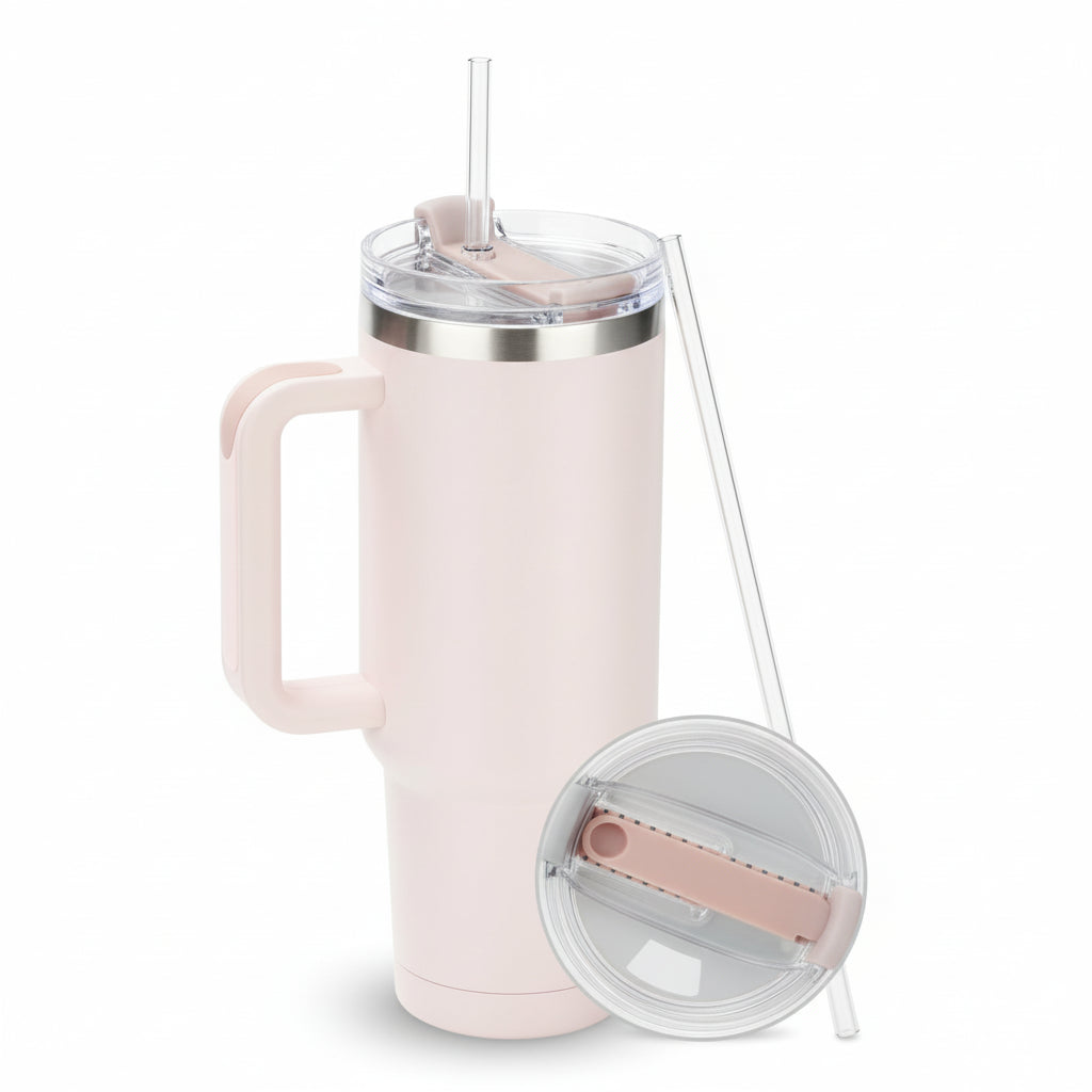 40 oz Tumbler with Handle and Straw Lid Double Wall Vacuum Reusable Stainless Steel Insulated Water Bottle