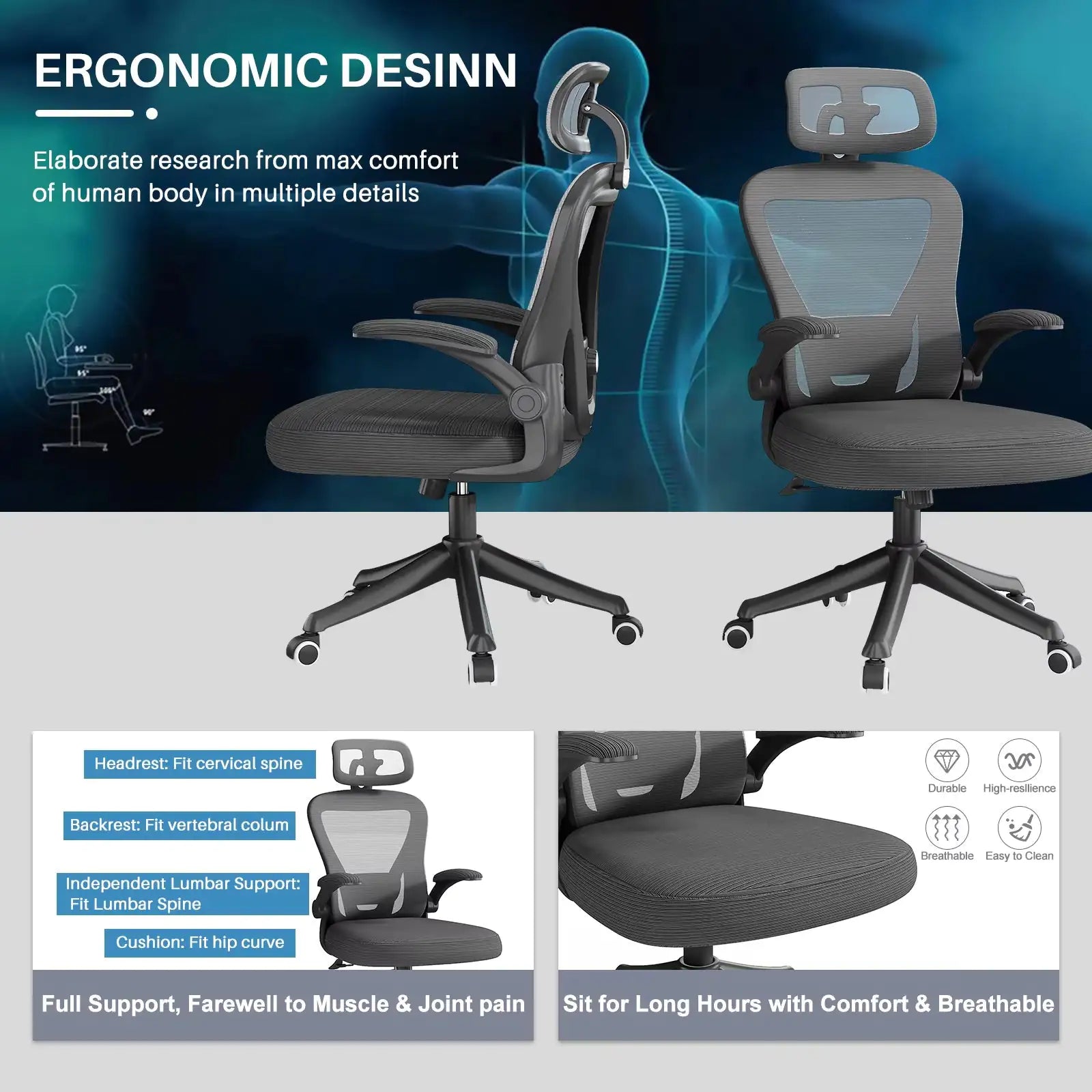 Ergonomic Black Swivel Office Chair