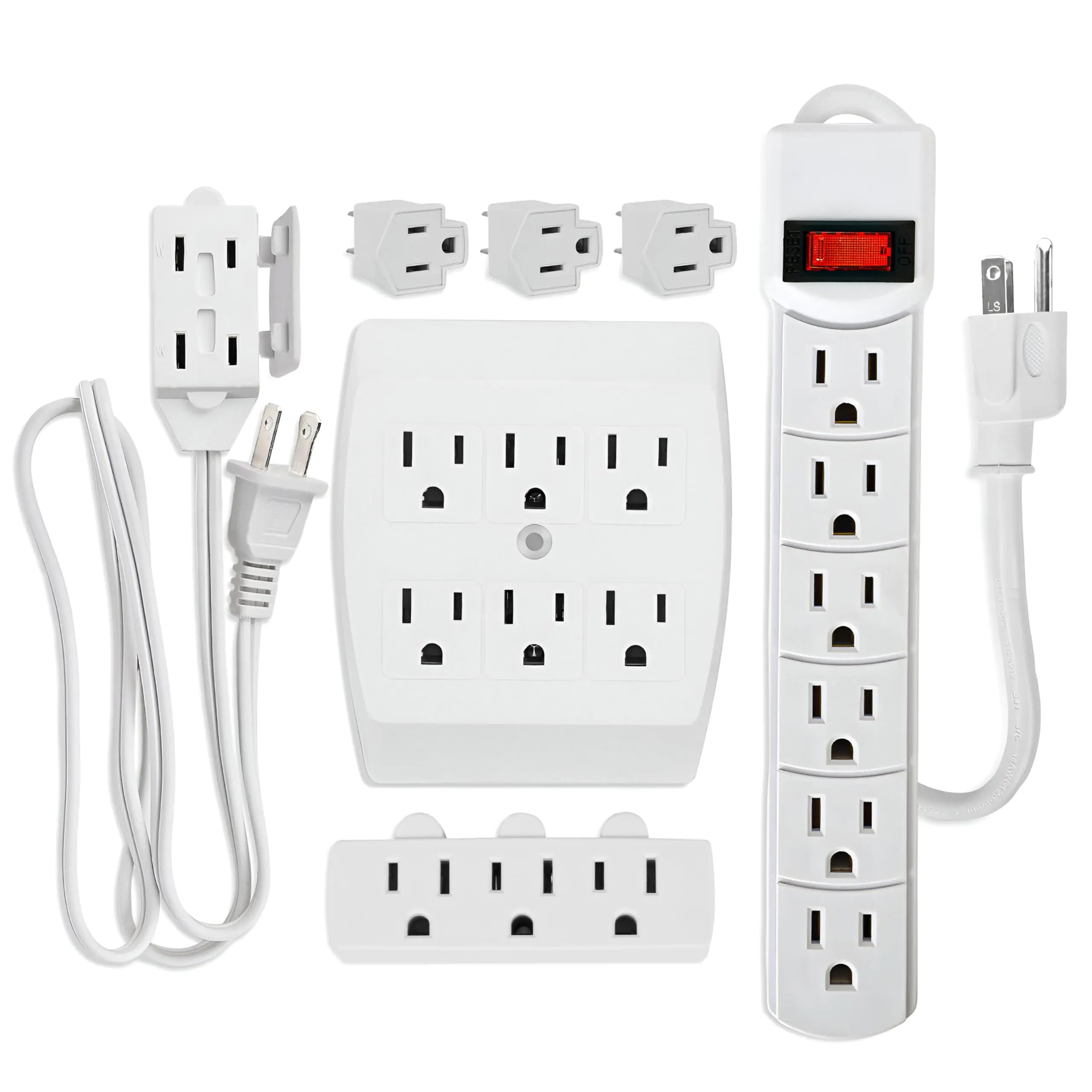ELECTERY Complete 7-Piece Multi-Plug Kit Set - White