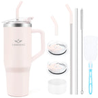 40 oz Tumbler with Handle and Straw Lid Double Wall Vacuum Reusable Stainless Steel Insulated Water Bottle