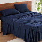 Bedsure Bed Sheets Queen Size Blend of Rayon Derived from Bamboo Sheets (Navy)