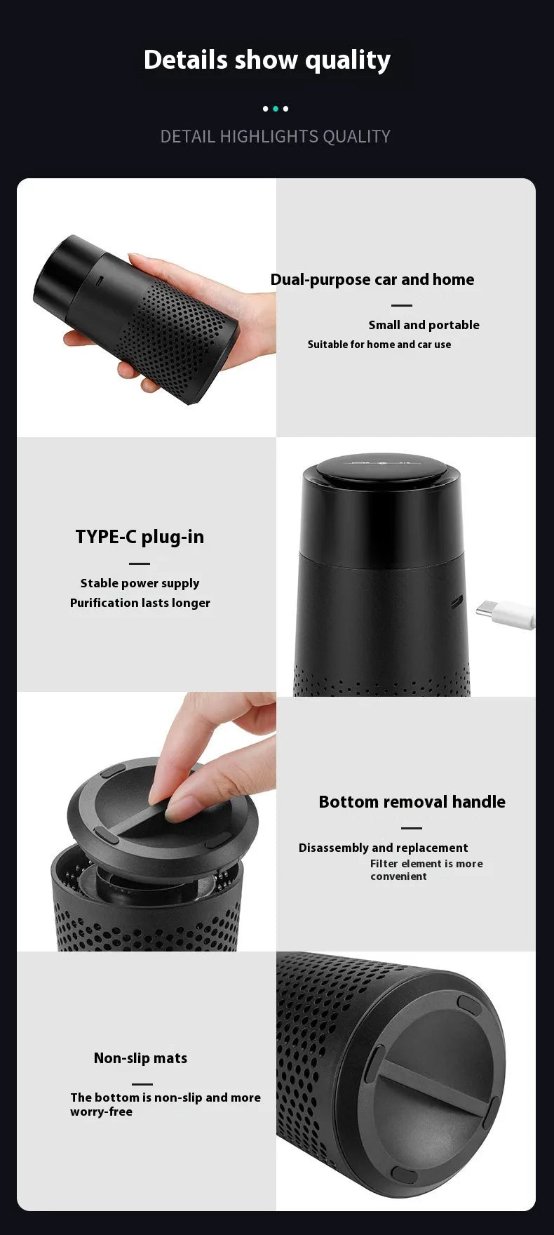 Portable Air Purifier (Cars/Rooms) – Dust & Light Filter